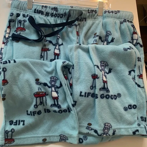 4/$15 LIFE IS GOOD Grilling Fleece Pajama Bottoms Lounge Pants Mens - Picture 3 of 5